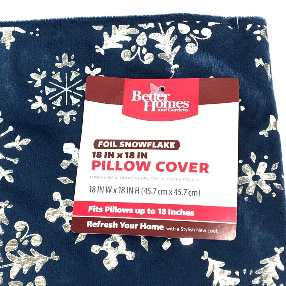 Set Of 2 Christmas Blue Silver Snowflake Decorative Throw Pillow Cover NEW W/TAG